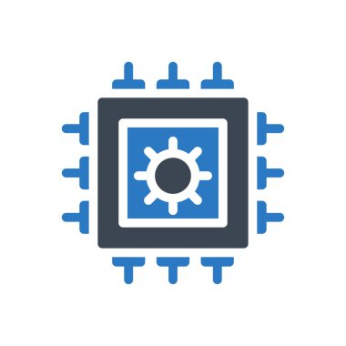 işlemci vektörü gylyph renk simgesi