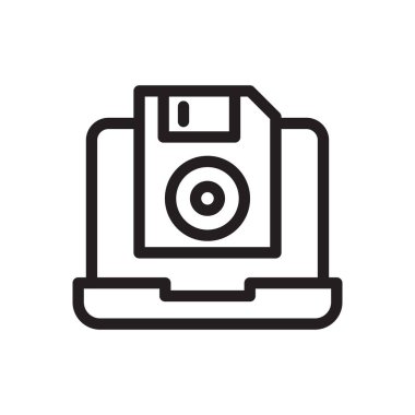 Disket vektör ince çizgi simgesi