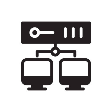 veritabanı vektörü gylph düz simgesi