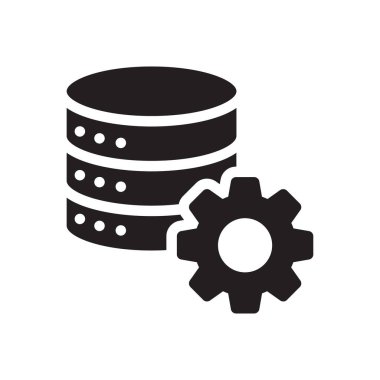 veritabanı vektörü gylph düz simgesi