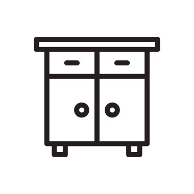 masa vektörü ince çizgi simgesi