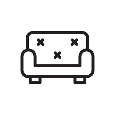 kanepe vektörü ince çizgi simgesi