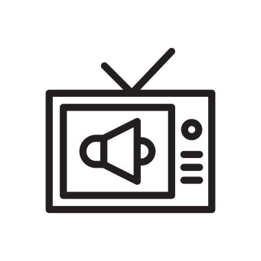 TV vektörü ince çizgi simgesi