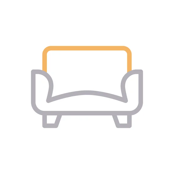 Sofa Vektor Farbe Linie Symbol — Stockvektor