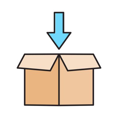 paket vektörü düz renk simgesi