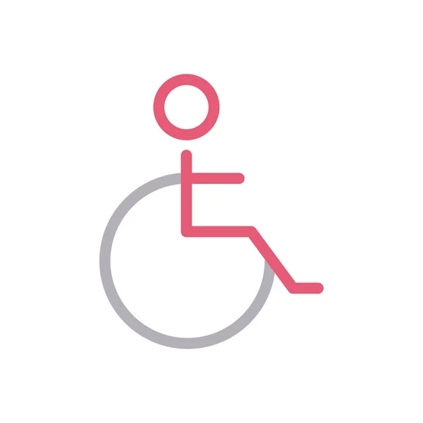 Wheelchair Vector Color Line Icon — 스톡 벡터