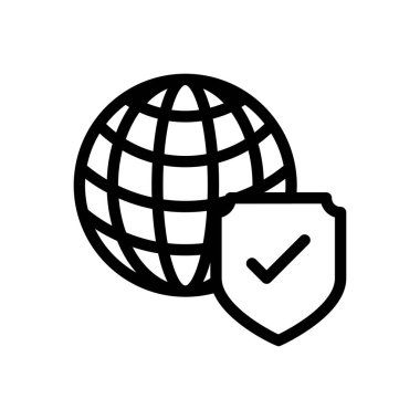 kalkan vektörü ince çizgi simgesi