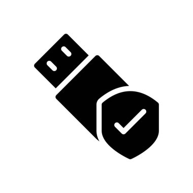 Güvenlik vektörü glyph düz simgesi