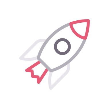 roket vektör renk çizgisi simgesi