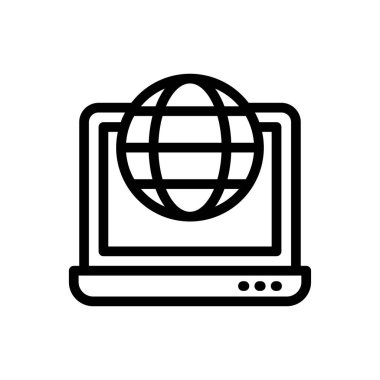 internet vektörü ince çizgi simgesi