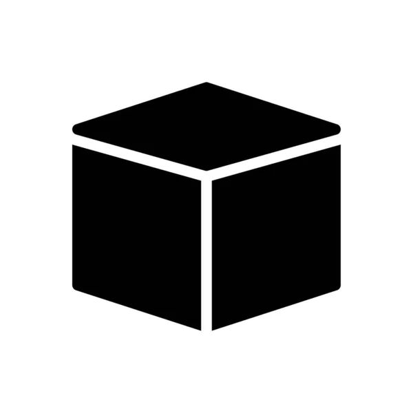 Cube Vecteur Glyphe Plat Icône — Image vectorielle