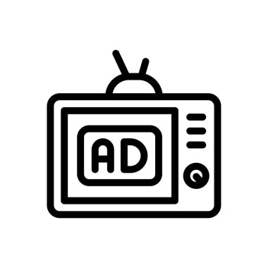TV vektörü ince çizgi simgesi