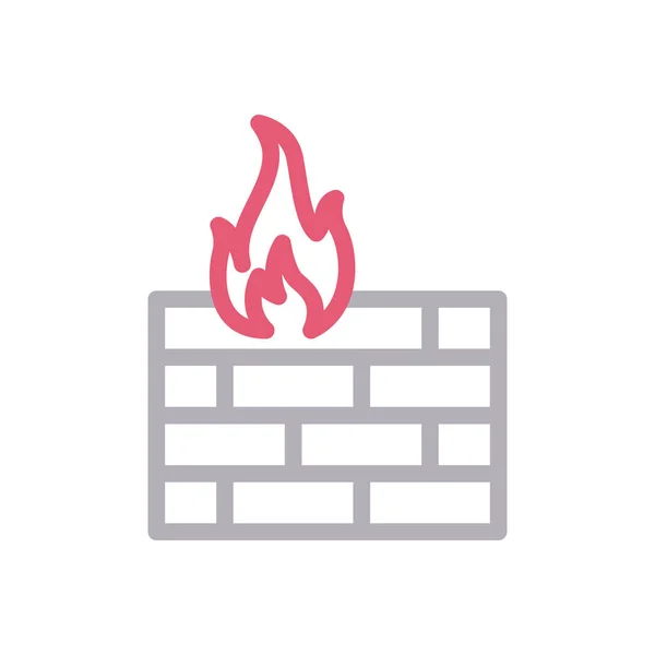 Firewall Vector Kleur Lijn Pictogram — Stockvector