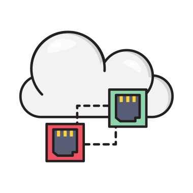 ehternet vektör düz renk simgesi