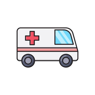 ambülans vektörü düz renk simgesi