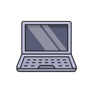dizüstü bilgisayar vektörü düz renk simgesi