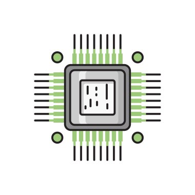 çip vektörü düz renk simgesi