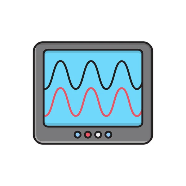 Monitor Vector Vlakke Kleur Pictogram — Stockvector