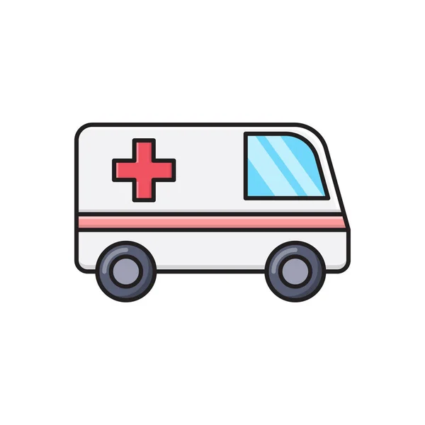 Ambulancia Vector Icono Color Plano — Vector de stock