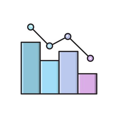 istatistik vektörü düz renk simgesi