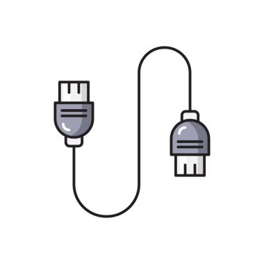 kablo vektörü düz renk simgesi