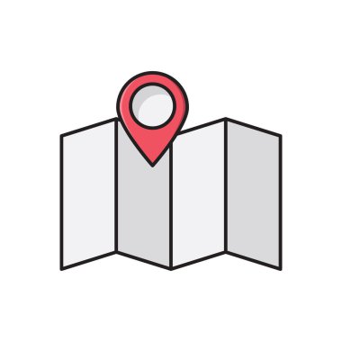 konum vektörü düz renk simgesi