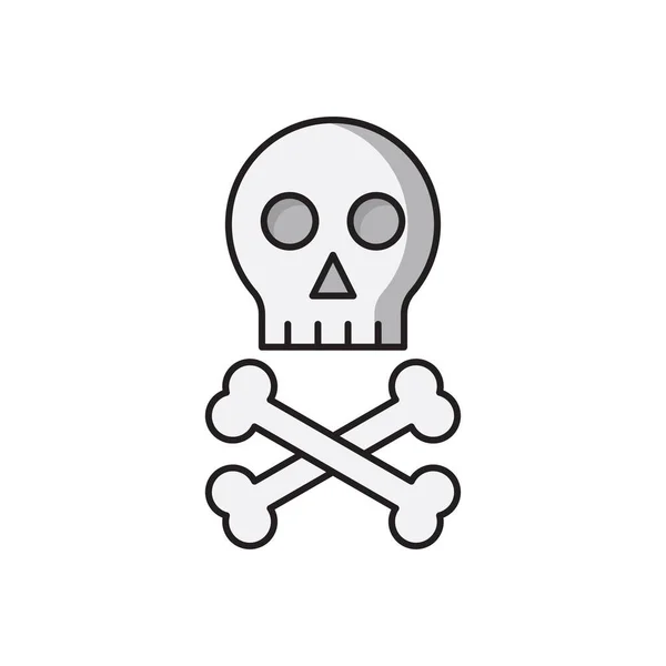 Skull Vector Flat Color Icon — Stock Vector