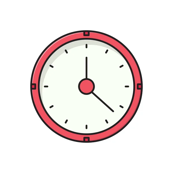 Reloj Vector Icono Color Plano — Vector de stock