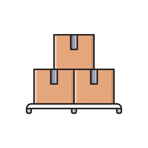 Karton Vektor Flache Farbe Symbol — Stockvektor