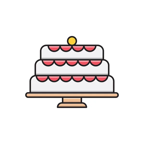 Cake Vector Flat Color Icon — Stock Vector