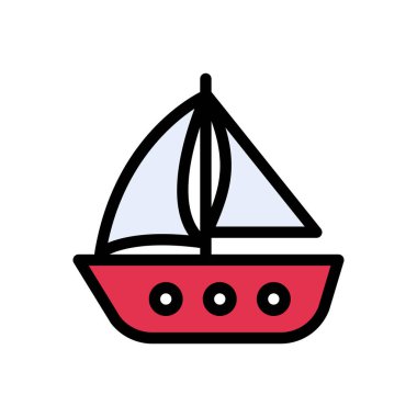 tekne vektörü düz renk simgesi