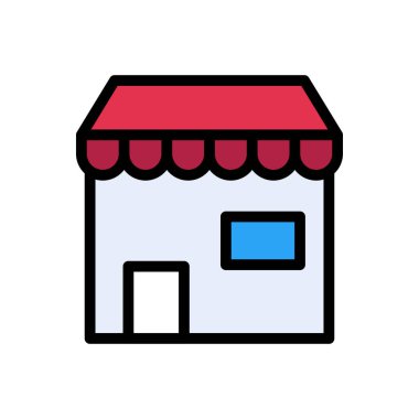 dükkan vektörü düz renk simgesi