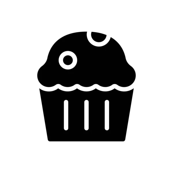 Muffin Vektorový Glyf Plochá Ikona — Stockový vektor