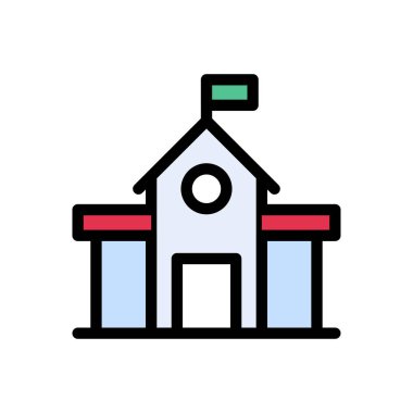 okul vektörü düz renk simgesi