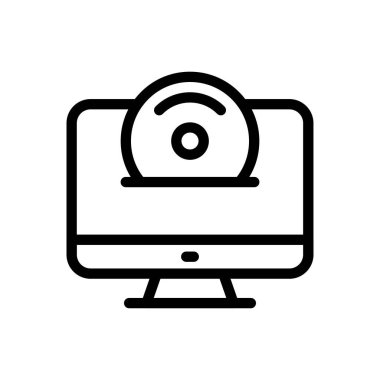 DVD vektörü ince çizgi simgesi