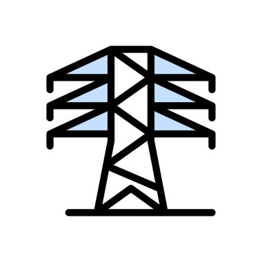 elektrik vektörü düz renk simgesi