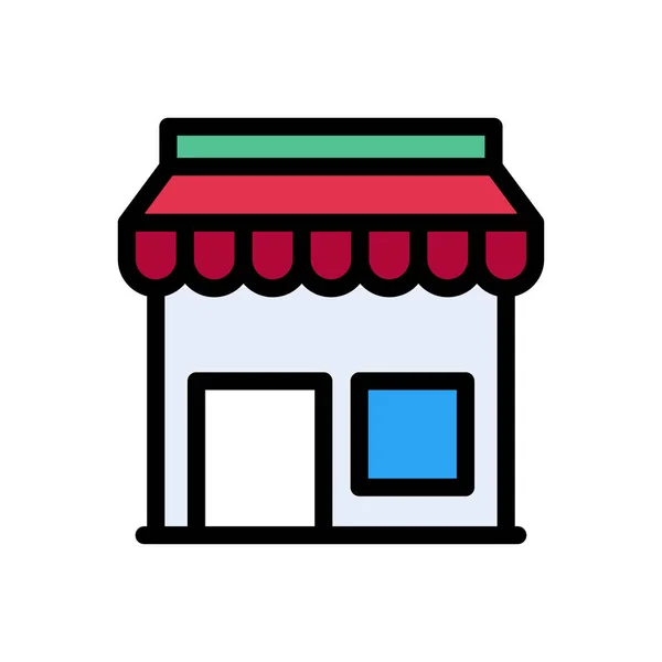 Tienda Vector Icono Color Plano — Archivo Imágenes Vectoriales