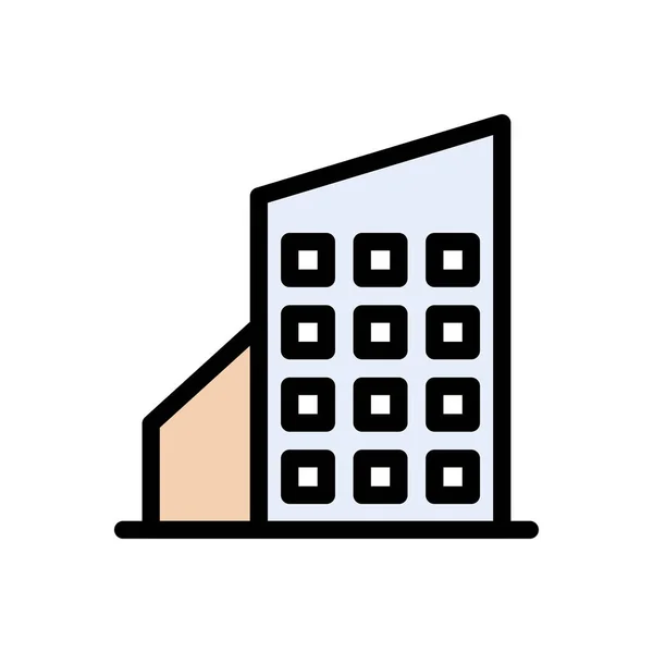 Edificio Vector Icono Color Plano — Vector de stock