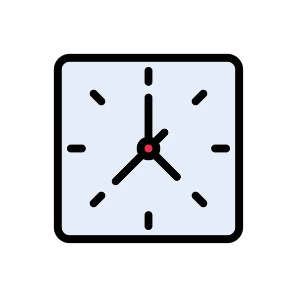 Clock Vector Flat Color Icon — Stock Vector