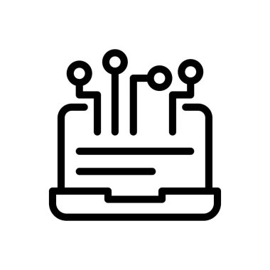 dizüstü bilgisayar vektörü ince çizgi simgesi