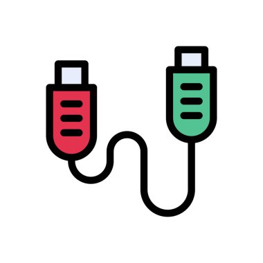 kablo vektörü düz renk simgesi