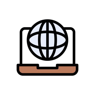 tarayıcı vektörü düz renk simgesi