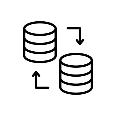 veri transfer vektörü ince çizgi simgesi