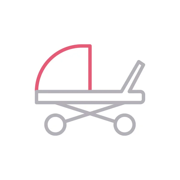 Barnvagn Vektor Färg Linje Ikon — Stock vektor