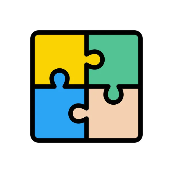 Jigsaw Vector Flat Color Icon — Stock Vector
