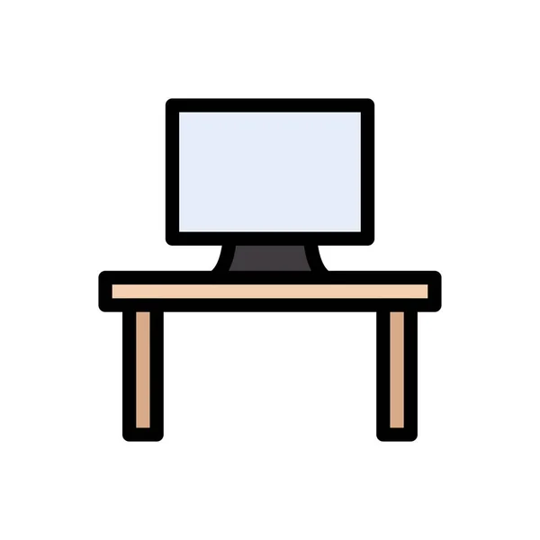 Skrivbord Vektor Platt Färg Ikon — Stock vektor
