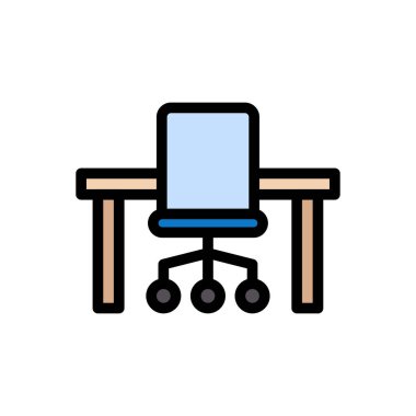 sandalye vektörü düz renk simgesi 