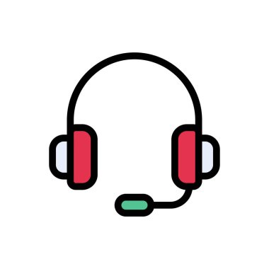 kulaklık vektörü düz renk simgesi 