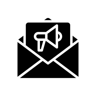 Pazarlama vektörü glyph düz simgesi 