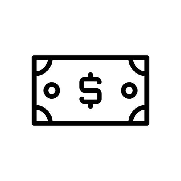 Cash Vector Dunne Lijn Pictogram — Stockvector